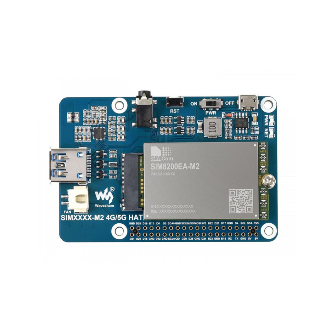 SIM8200EA-M2 5G HAT for Raspberry Pi, 5G/4G/3G Support, Snapdragon X55, Multi Mode Multi Band