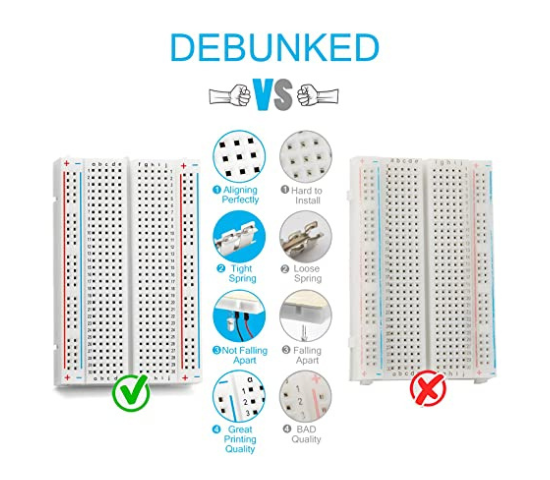 AEROKART INDIA 3 pcs Breadboard with 400 Tie Points (BB-801) Solderless Prototype Kit Universal PCB Bread Board Plus 2 Power Rail and Adhesive Back for Small DIY Kits Arduino Proto Raspberry rasp Pi Project