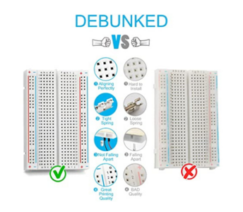 AEROKART INDIA 3 pcs Breadboard with 400 Tie Points (BB-801) Solderless Prototype Kit Universal PCB Bread Board Plus 2 Power Rail and Adhesive Back for Small DIY Kits Arduino Proto Raspberry rasp Pi Project