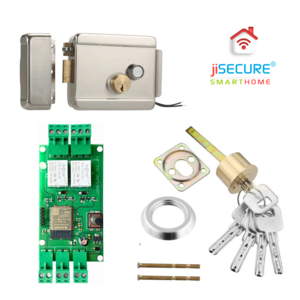 jiSECURE Main Gate Smart Door Lock Controller, WiFi & Bluetooth, Mobile App Remote Access, Heavy Duty Electronic Lock