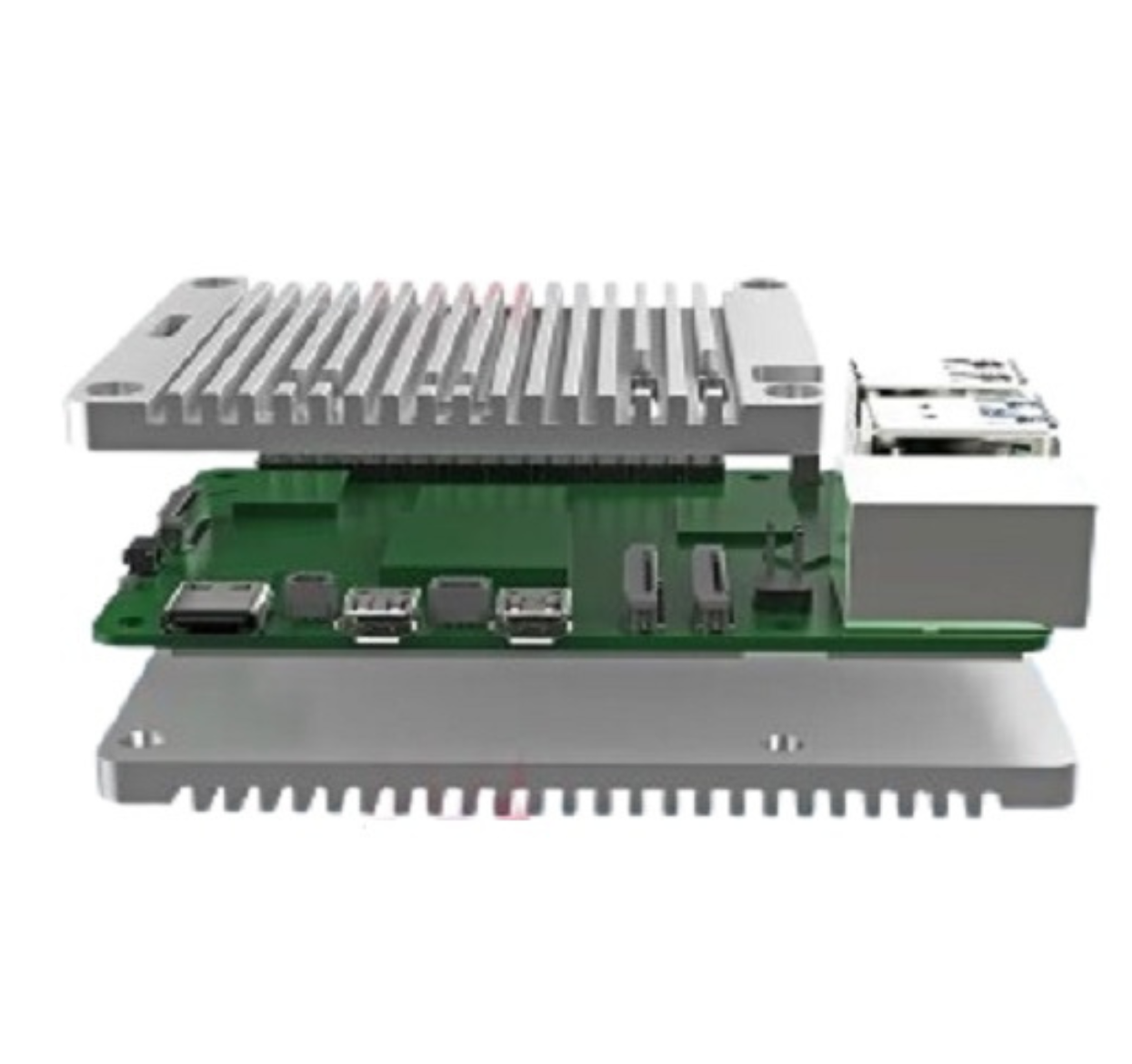 EDATEC Raspberry Pi5 Passive Cooling Open CNC Case, Silver