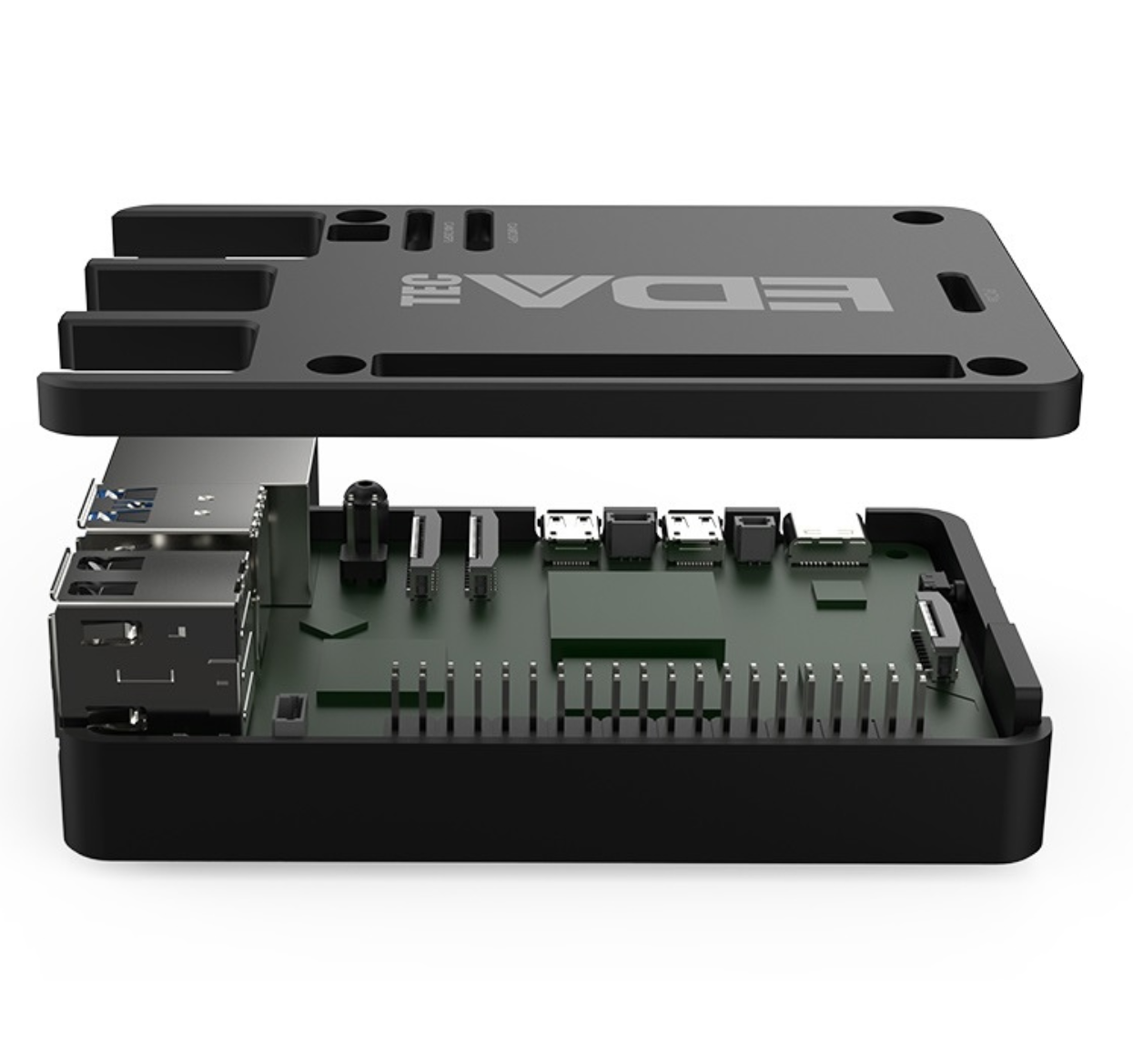 EDATEC Raspberry Pi 5 Passive Cooling CNC Box Black