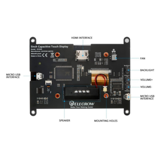 ELECROW RC050S HD 5 Inch 800×480 Capacitive Touch Monitor Built-in Speaker with Backlight Control