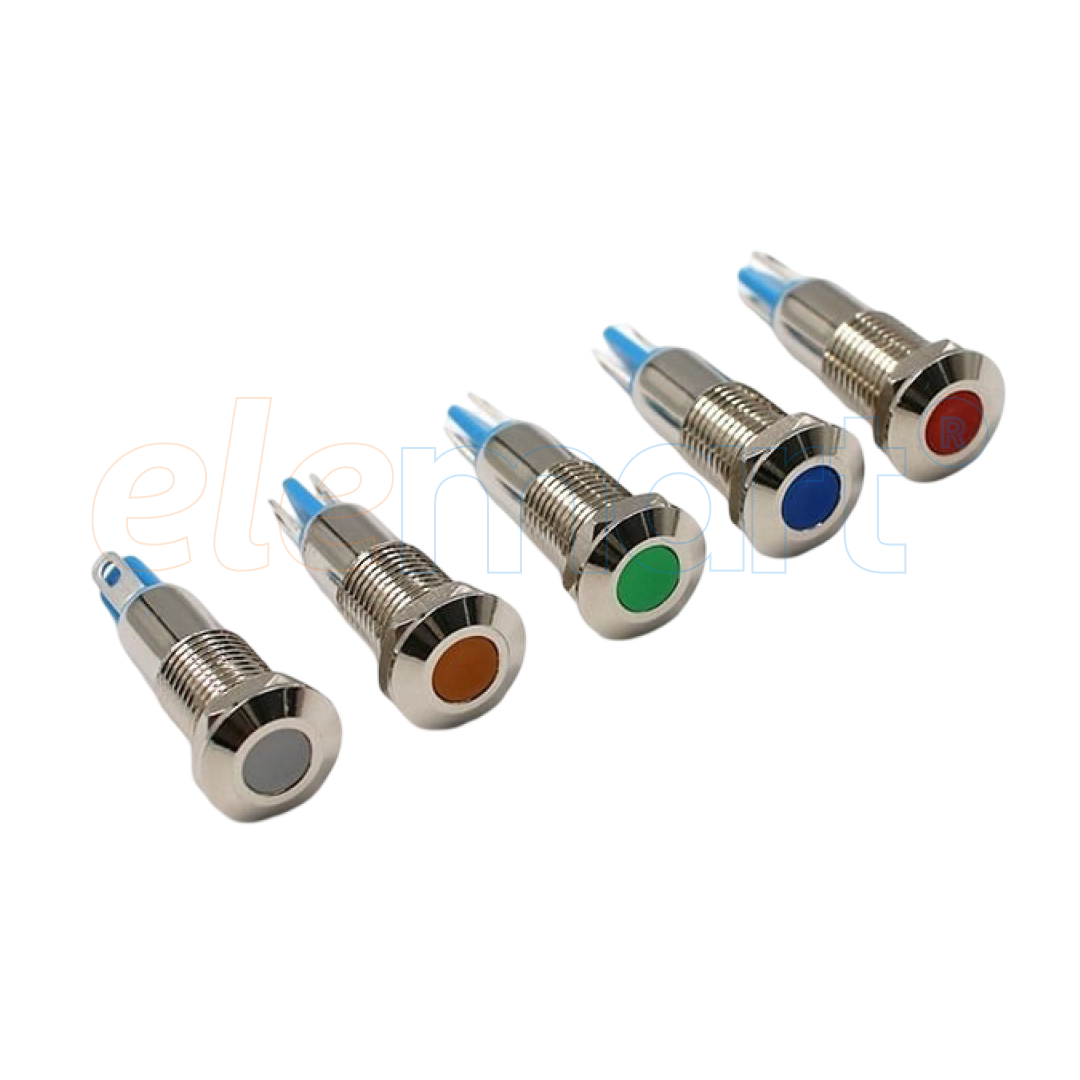 Green 8mm LED Metal Indicator Light (10-24V)