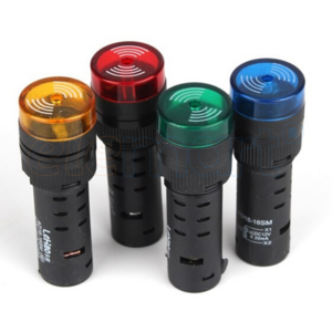 Red 16mm LED Signal Indicator with Built-in Buzzer (AC/DC 24V, AD16-16SM)