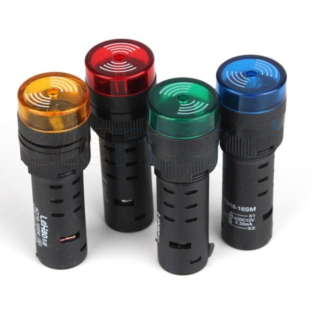 Red 16mm LED Signal Indicator with Built-in Buzzer (AC/DC 24V, AD16-16SM)