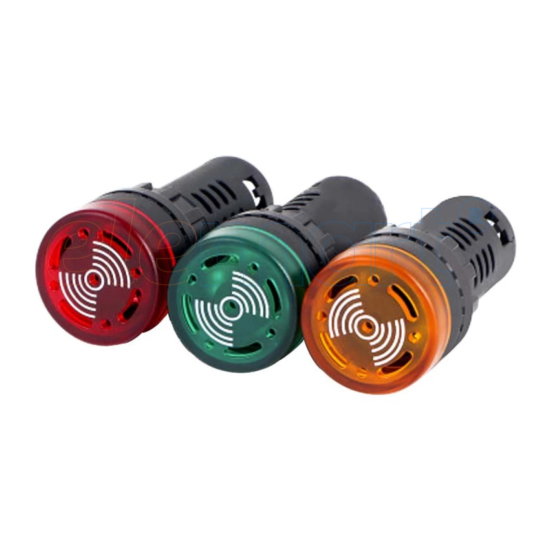 Red 16mm LED Signal Indicator with Built-in Buzzer (AC/DC 24V, AD16-16SM)