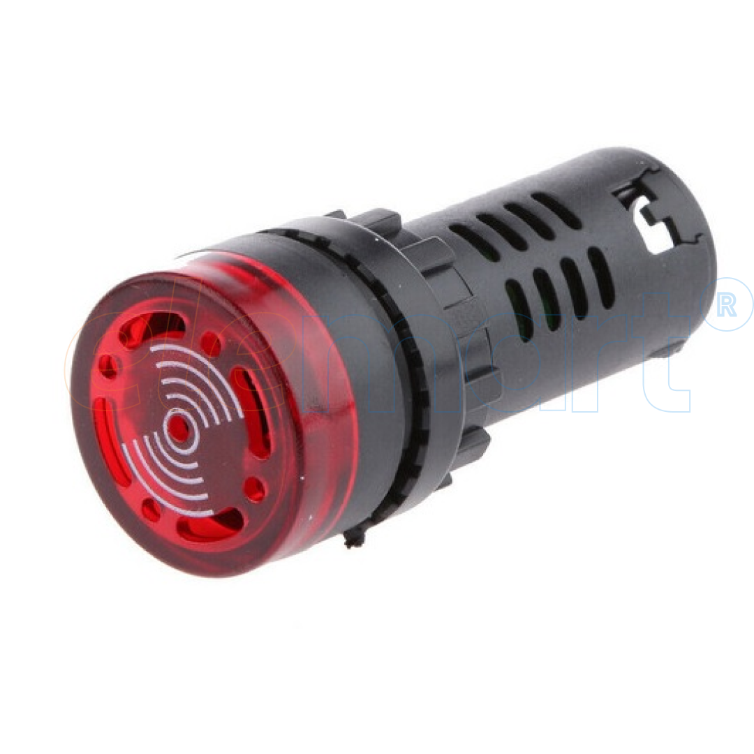 Red 16mm LED Signal Indicator with Built-in Buzzer (AC/DC 24V, AD16-16SM)