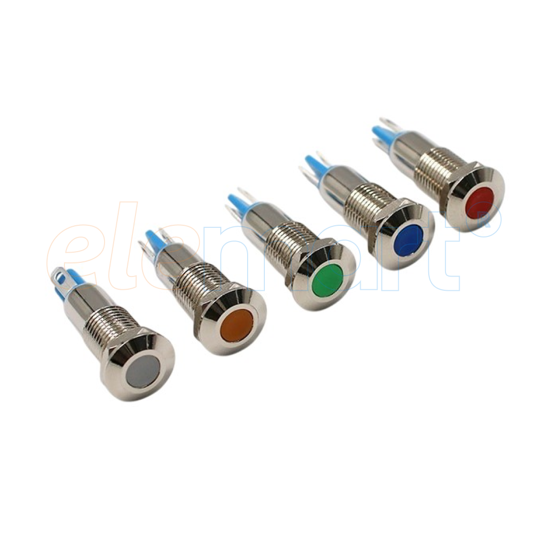 Red 8mm LED Metal Indicator Light (3-9V)