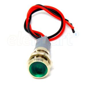 Green 10-24V 10mm LED Metal Indicator Light with 15CM Cable