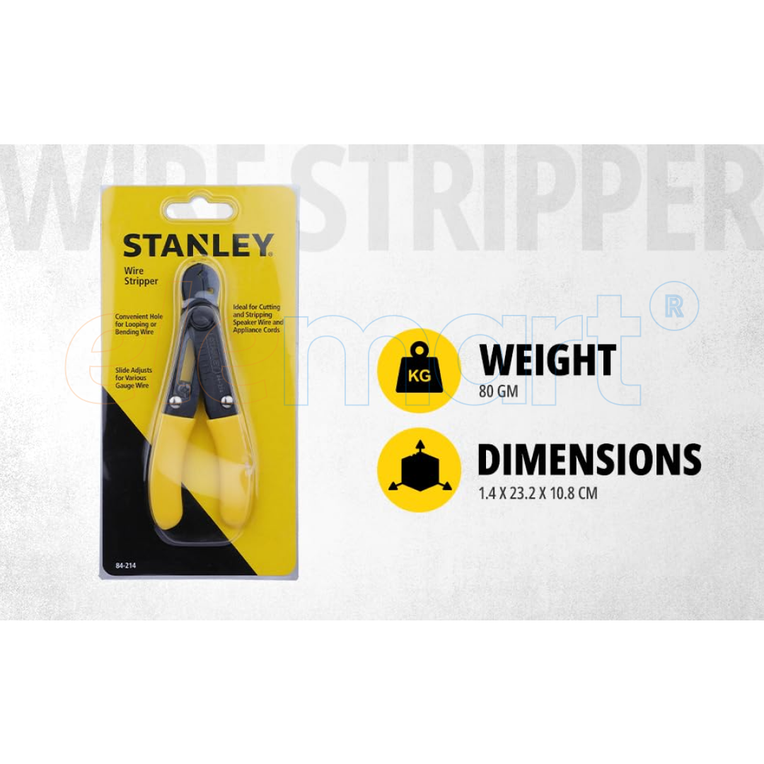 STANLEY 84-214-22 Wire Stripper, 130mm/5.25'' – Strips Wires (0.5mm-4mm), Looping/Bending Hole, Ideal for Speaker & Appliance Cords