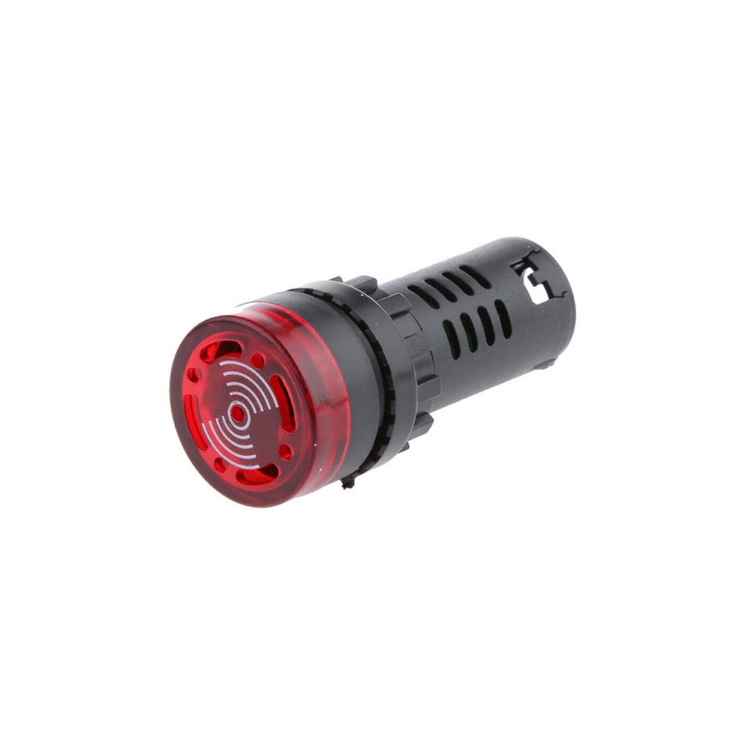 Red 16mm LED Signal Indicator with Built-in Buzzer (AC/DC 24V, AD16-16SM)