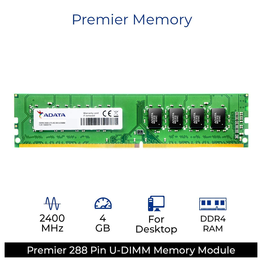 ADATA AD4U2400J4G17-R 4GB DDR4 U-DIMM Desktop RAM, 2400MHz Speed
