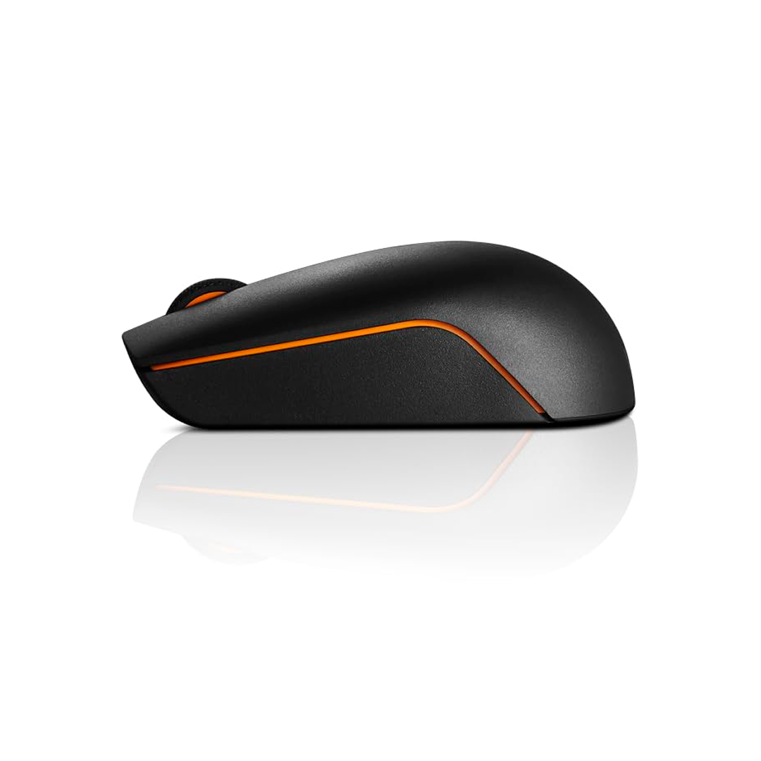 Lenovo 300 Wireless Compact Mouse, 1000 DPI Optical Sensor, 2.4GHz Nano USB, 10m Range, 3 Buttons (Left, Right, Scroll), 3 Million Clicks, 1-Year Battery, Ambidextrous Ergonomic Design - GX30K79401