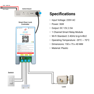 jiSECURE Smart Lock Controller | Control via App And Manual Button | Works with Any Electronic Lock | Easy Setup for Android & iOS Users