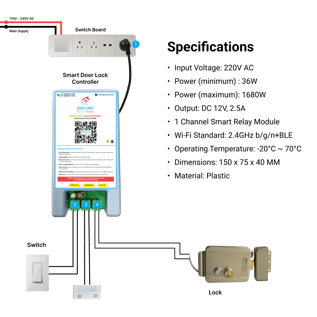 jiSECURE Smart Lock Controller | App and Manual Control
