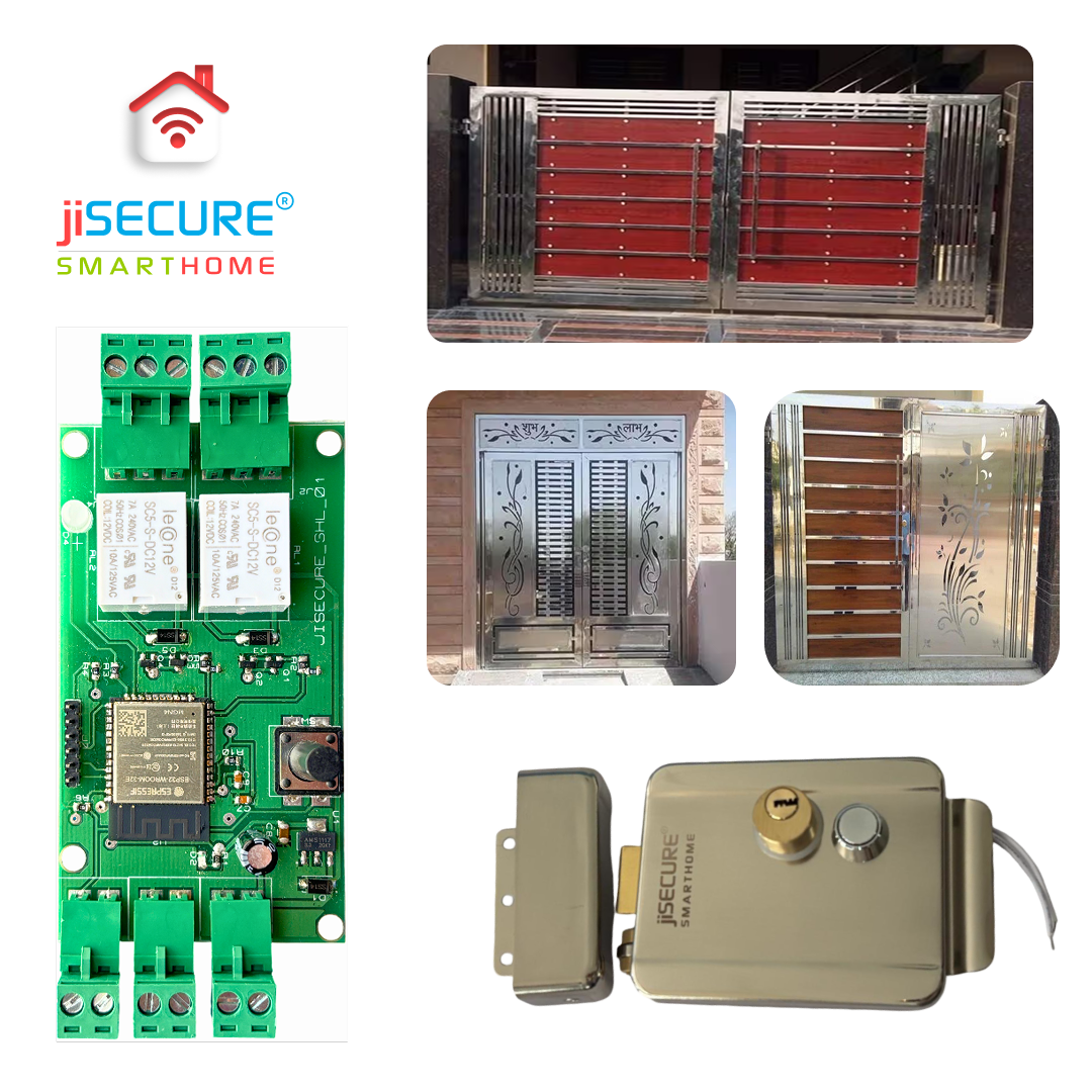 jiSECURE Main Gate Smart Door Lock Controller | WiFi & Bluetooth, Mobile App | Remote Access