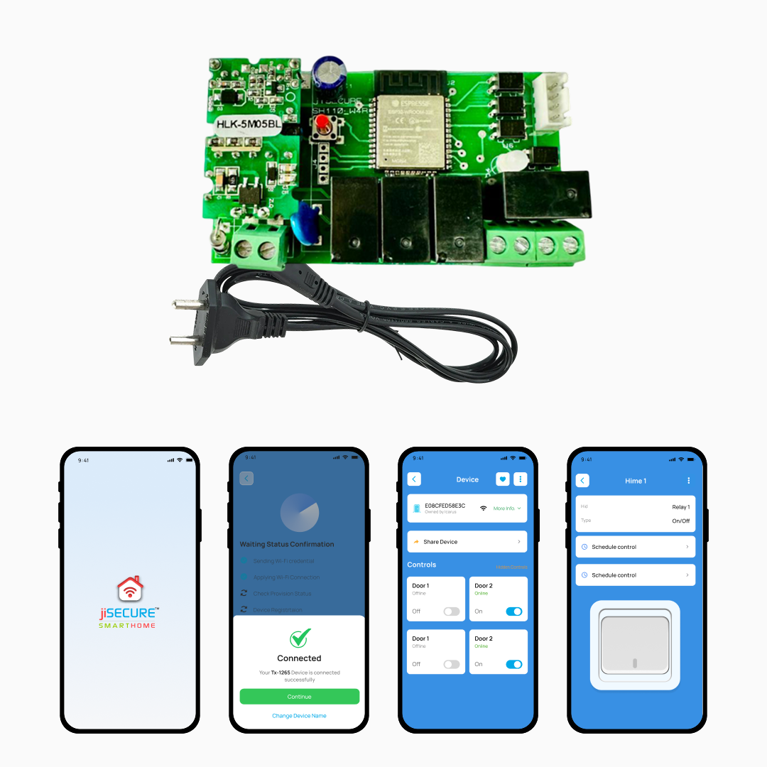 jiSECURE 4 Node Smart Switch | WiFi + Bluetooth Enabled Smart Home Switch
