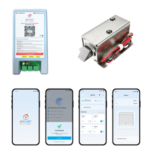 jiSECURE Smart Lock Controller with 12 volt Electric Solenoid Lock | App & Manual Button Control