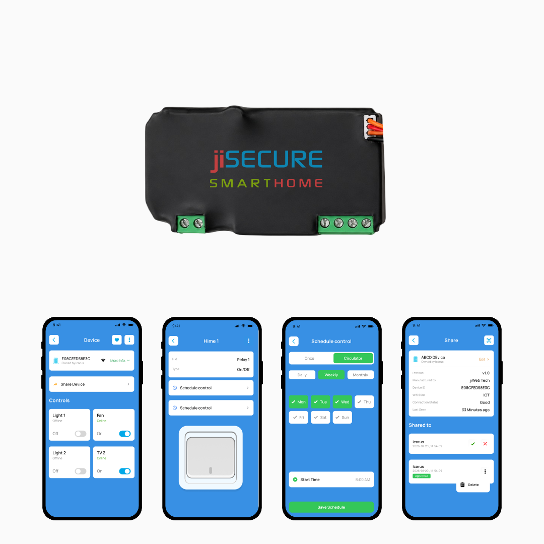 jiSECURE 4 Node Smart Switch | WiFi and Bluetooth Enabled Smart Home Controller
