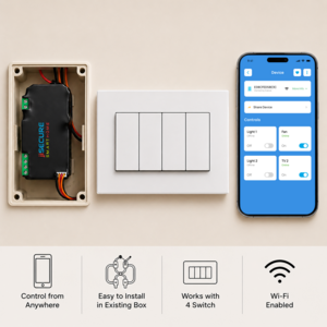 jiSECURE 4 Node Smart Switch | WiFi and Bluetooth Enabled Smart Home Controller
