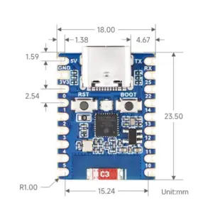 ESP32-H2-Zero-M Mini Development Board with Pin Header