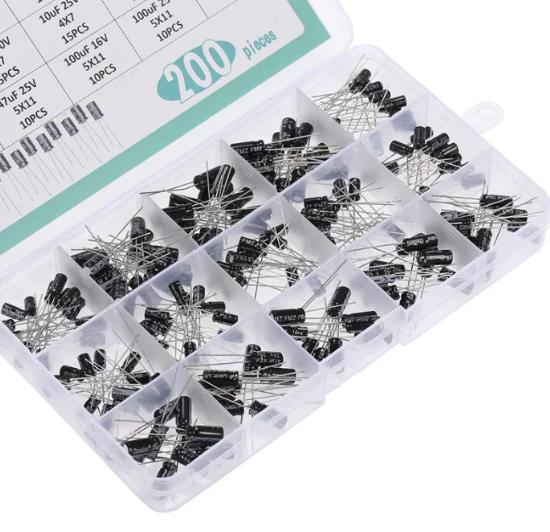 15 Value Electrolytic Capacitor Kit with Box 200PC