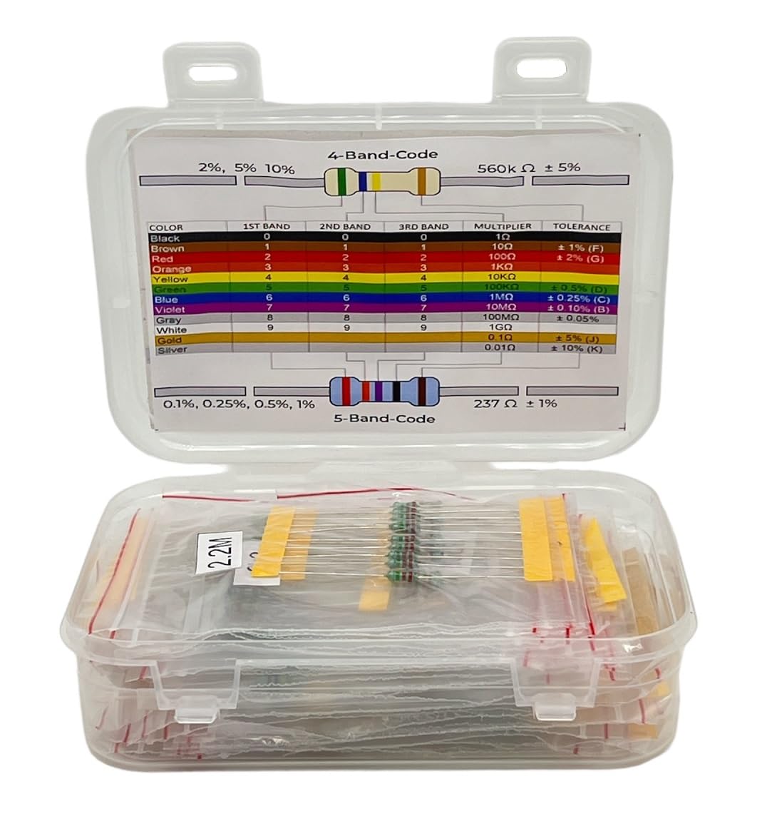 AVS Components 500 Pcs Assorted Resistors Kit, 50 Values