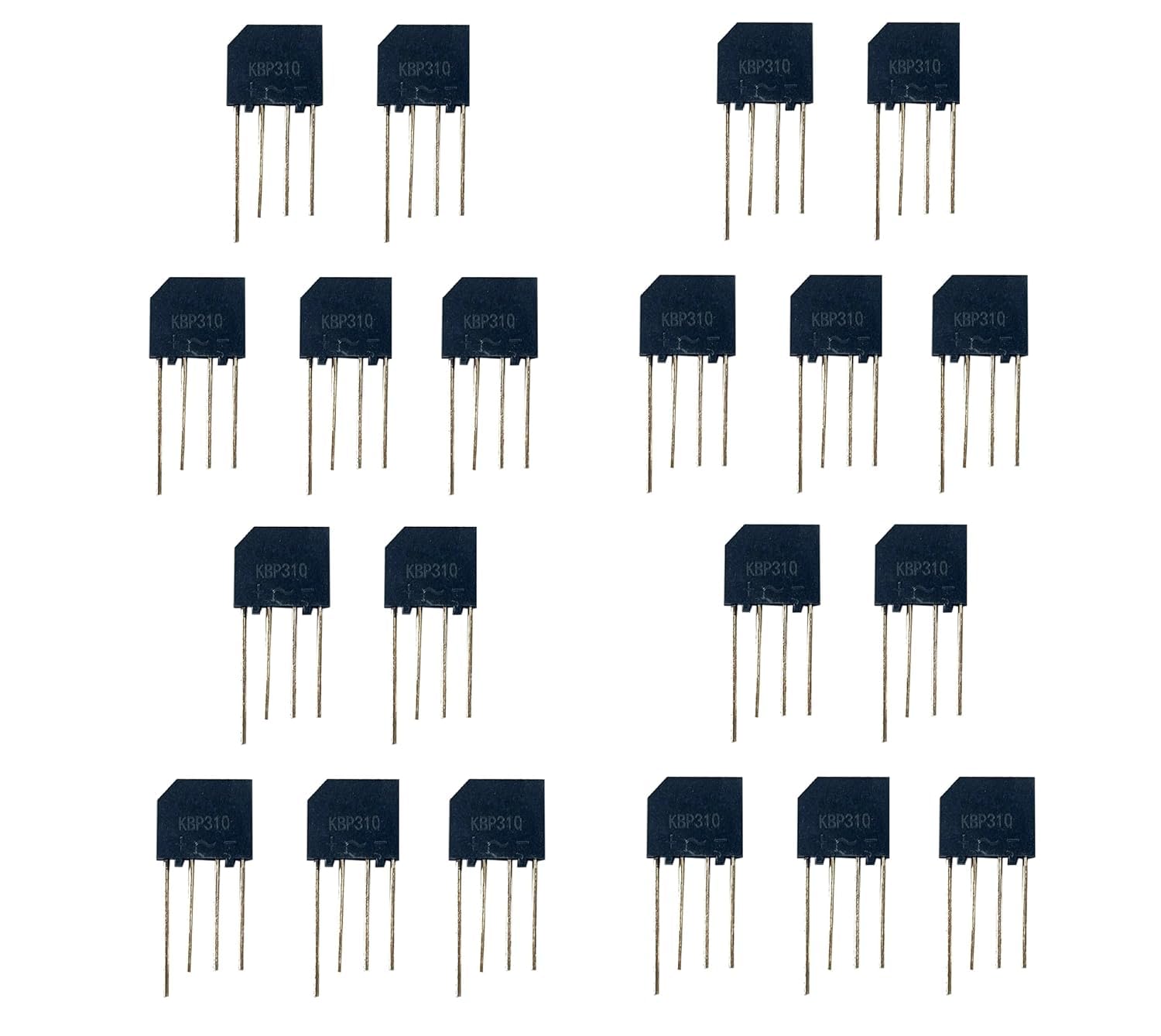 Wizzo KBP310 3 Amp 1000V Bridge Rectifier Diode Single Phase, 4 PIN, Throught Hole Bridge Rectifier
