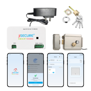 jiSECURE Smart Door Lock Controller with Electronic Lock, WiFi and Bluetooth Connectivity, App-Based Access Control, Android and iOS Compatible