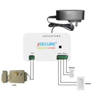 jiSECURE Smart Door Lock Controller with Electronic Lock, WiFi and Bluetooth Connectivity, App-Based Access Control, Android and iOS Compatible