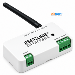 jiSECURE Smart Door Lock Controller – Long-Range WiFi & Bluetooth Enabled with Antenna, App-Based Access Control