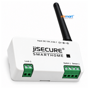 jiSECURE Smart Door Lock Controller – Long-Range WiFi & Bluetooth Enabled with Antenna, App-Based Access Control