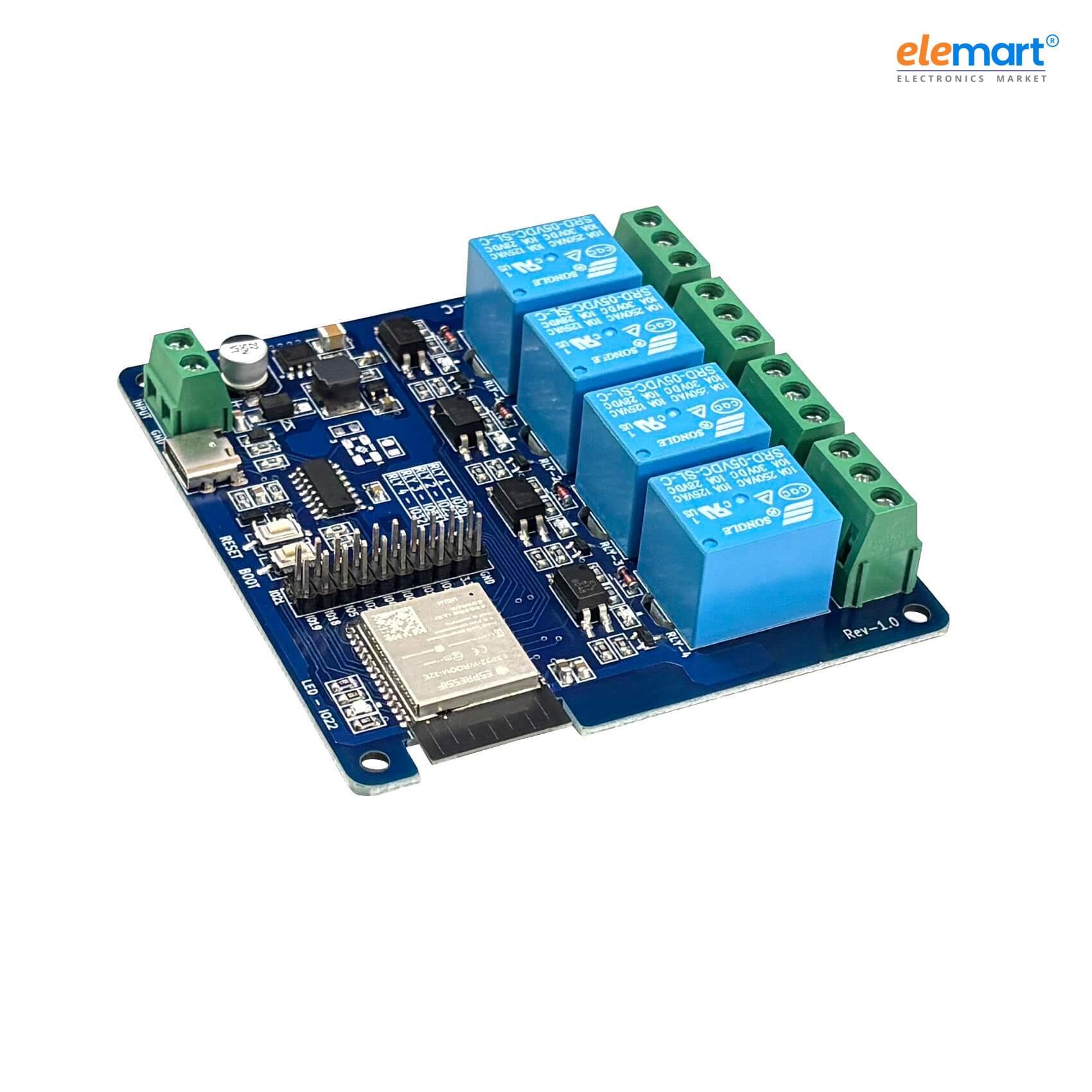5–30V ESP32 WiFi 4 Channel 5V 30A Relay Module for Smart Home Automation