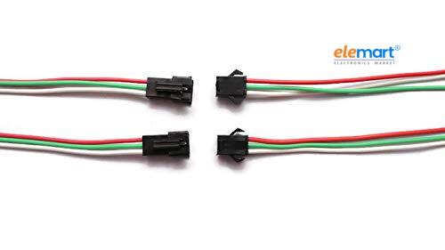 Electronic Spices JST SM 3-Pin Male and Female Connector Adapter with Electrical Cable Wire for LED Light
