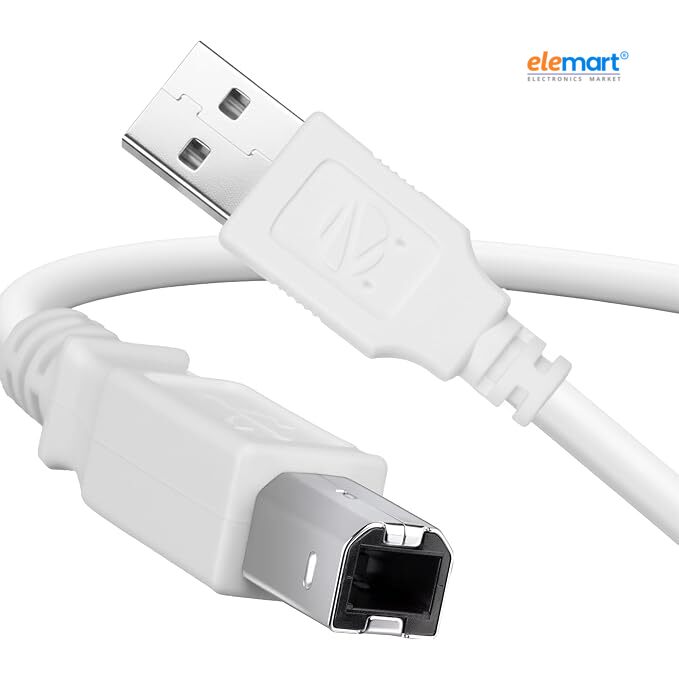Elemart High Speed USB 2.0 (1.5 Meter) Printer Cable USB Scanner Cable A Male to B Male Compatible with Printers, Scanner for Canon, Brother, Dell, HP, Samsung, Lexmark, Panasonic 2 Year Warranty.