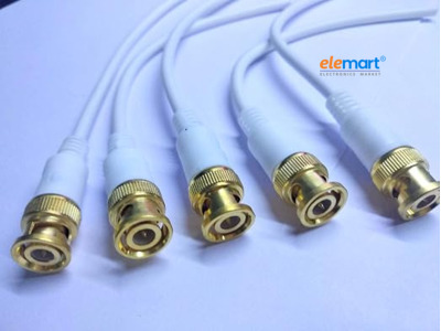 BNC Connector with Copper Cable 20 cm for CCTV, Camera,DVR (Pack of 5 PCs)