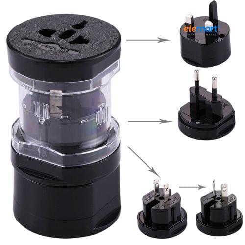 Universal Travel Adapter – All-in-One EU, AU, UK & US Plug Compatibility (Black)
