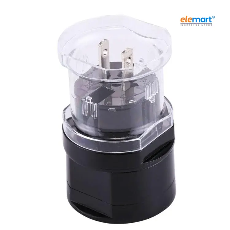 Universal Travel Adapter – All-in-One EU, AU, UK & US Plug Compatibility (Black)