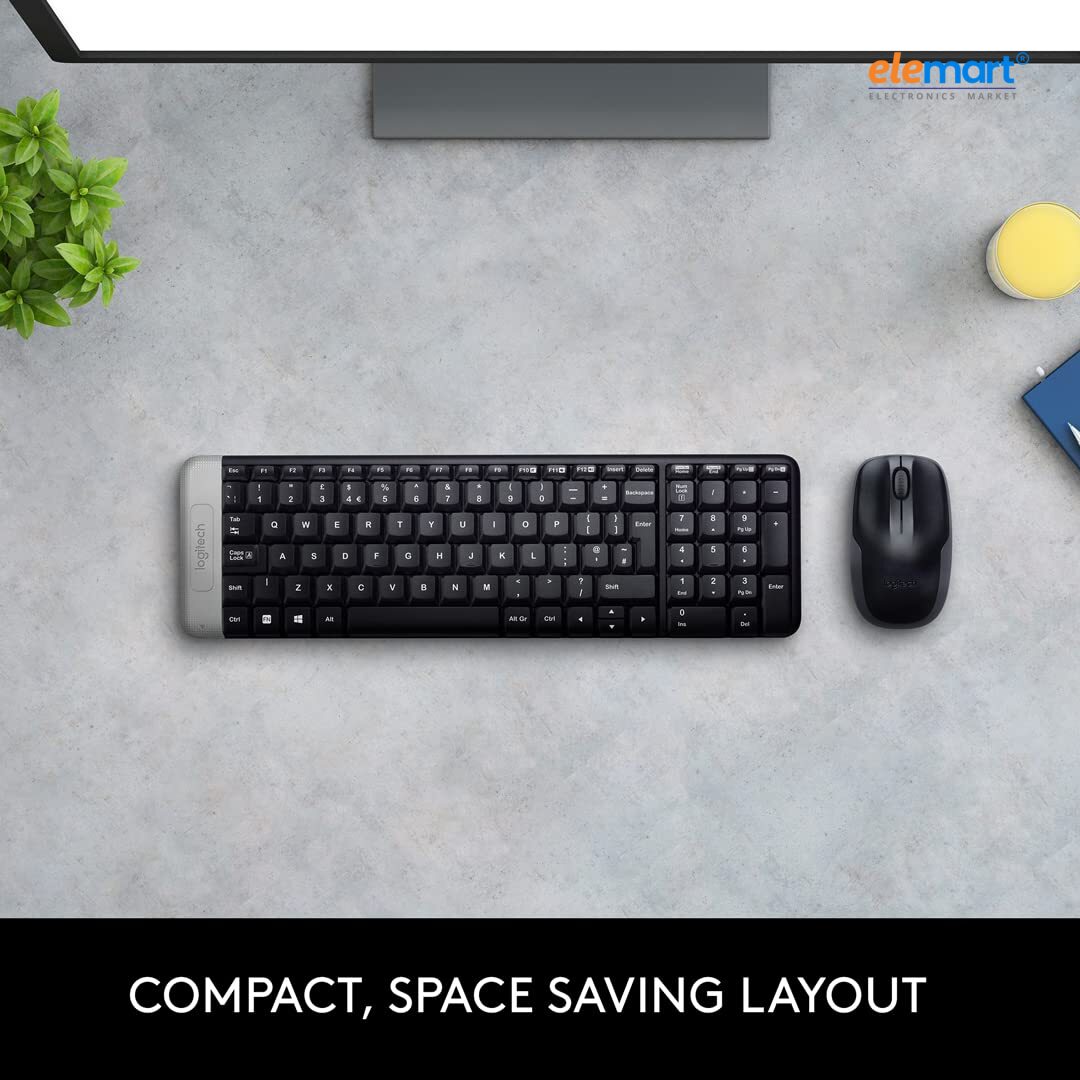 Logitech MK215 Wireless Keyboard and Mouse Combo – 2.4 GHz Wireless, Compact Design, USB Nano Receiver, Black