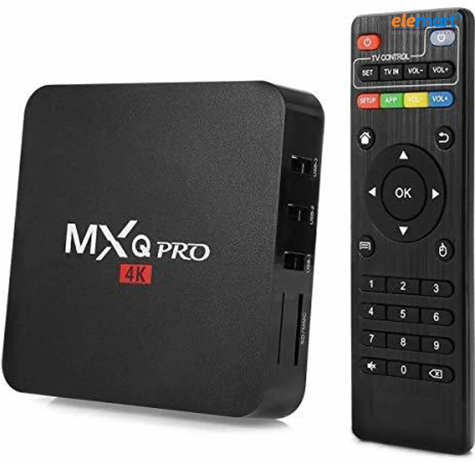 MXQ Pro 4K Android TV Box 1GB RAM/8GB ROM 64 Bit Quad Core Wi-Fi UHD Smart TV Box - Black Media Streaming Device