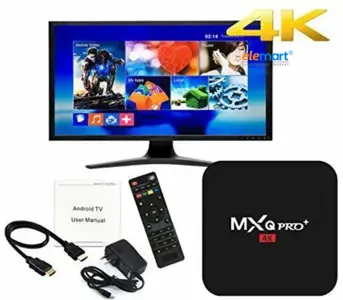 MXQ Pro 4K Android TV Box 1GB RAM/8GB ROM 64 Bit Quad Core Wi-Fi UHD Smart TV Box - Black Media Streaming Device