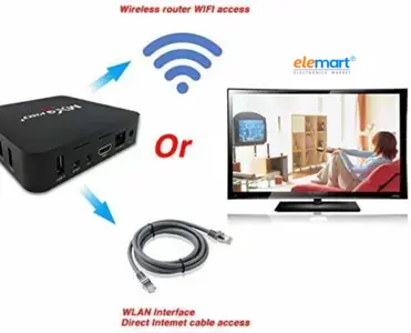 MXQ Pro 4K Android TV Box 1GB RAM/8GB ROM 64 Bit Quad Core Wi-Fi UHD Smart TV Box - Black Media Streaming Device