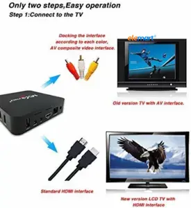 MXQ Pro 4K Android TV Box 1GB RAM/8GB ROM 64 Bit Quad Core Wi-Fi UHD Smart TV Box - Black Media Streaming Device