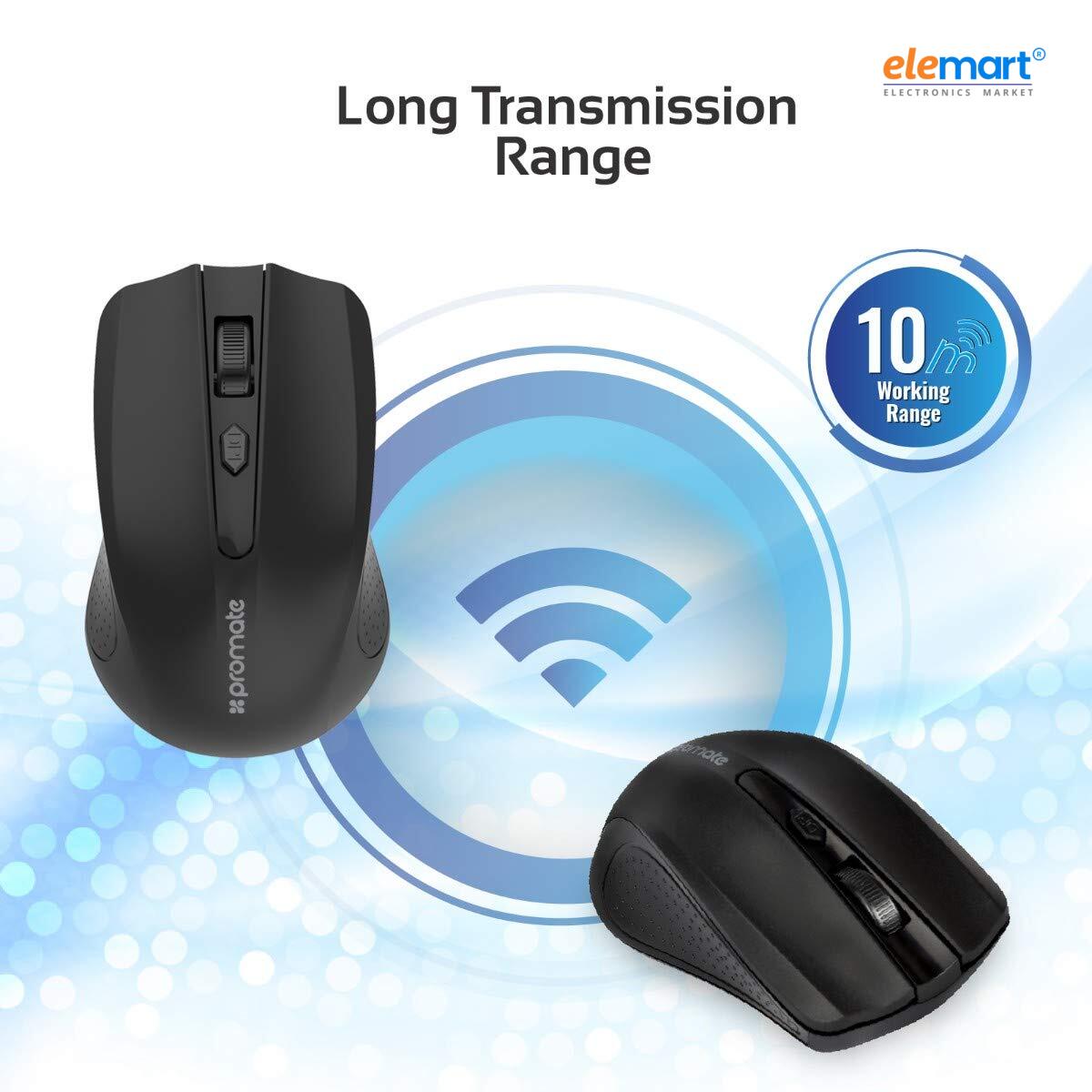 Promate Clix Ergonomic Wireless Optical Mouse