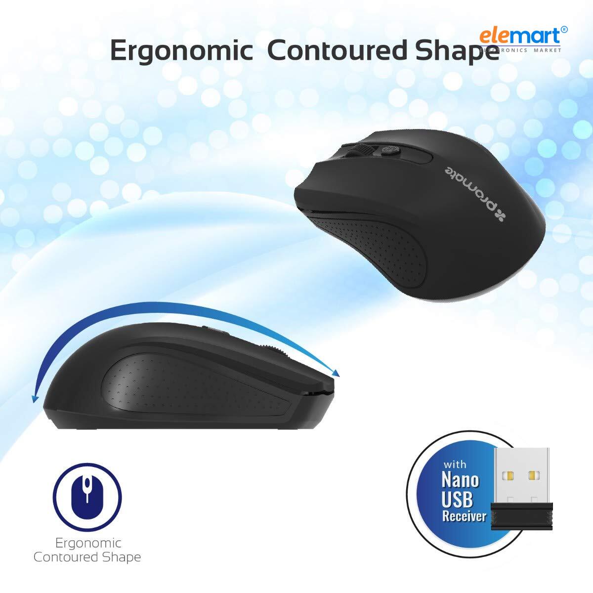 Promate Clix Ergonomic Wireless Optical Mouse