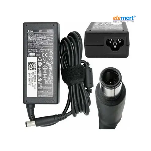 Dell OEM 65W Laptop Power Adapter – 19.5V 3.34A, 7.4mm × 5.0mm Large Pin Connector with Power Cable