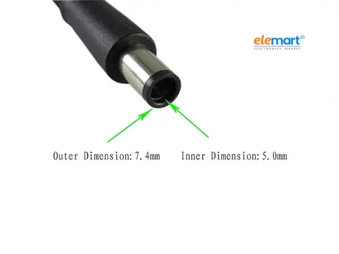 Dell OEM 65W Laptop Power Adapter – 19.5V 3.34A, 7.4mm × 5.0mm Large Pin Connector with Power Cable