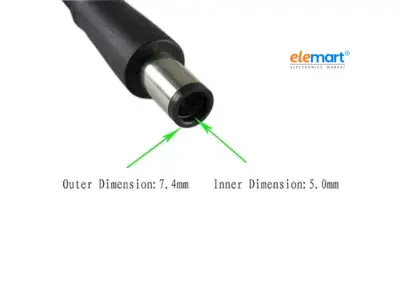Dell OEM 65W Laptop Power Adapter – 19.5V 3.34A, 7.4mm × 5.0mm Large Pin Connector with Power Cable