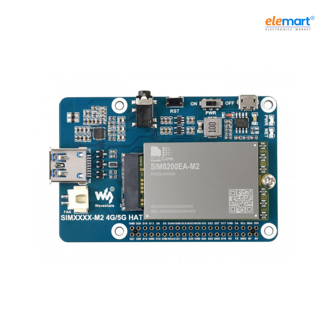 SIM8200EA-M2 5G HAT for Raspberry Pi, 5G/4G/3G Support, Snapdragon X55, Multi Mode Multi Band